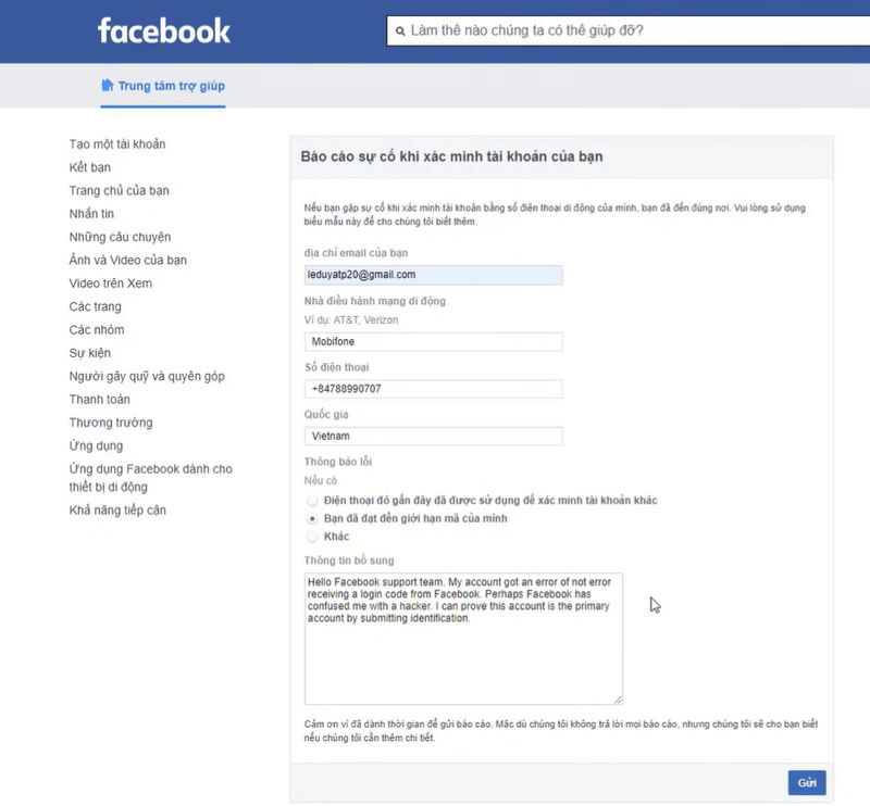 Mở khóa Facebook bắt xác minh danh tính: Cung cấp thông tin yêu cầu